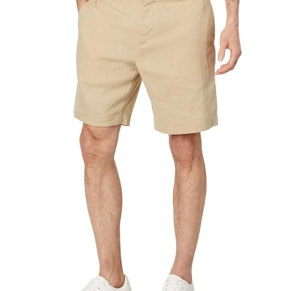 Ted Baker London Leder Linen Blend half elasticated short Stone Tan NWT 7”Inseam